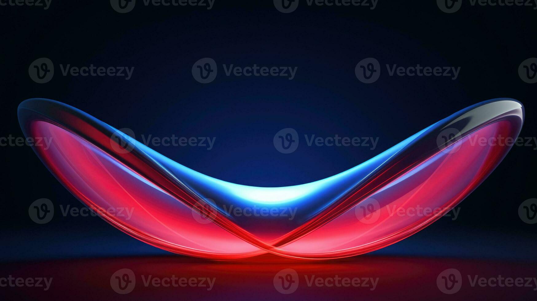 Neon colored geometrical forms on dark background. Generative AI photo