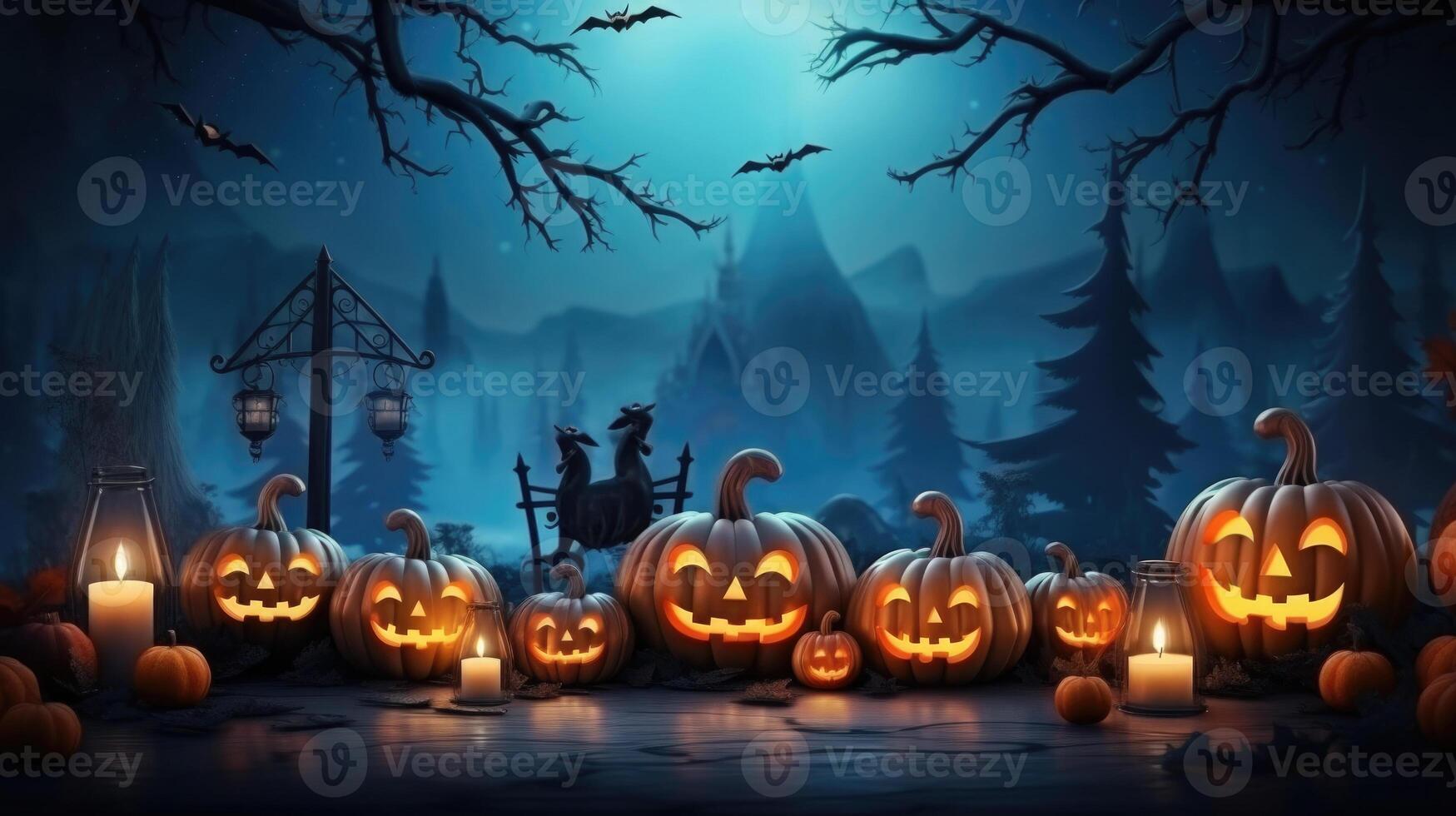 Halloween background with jack o lantern pumpkin. photo