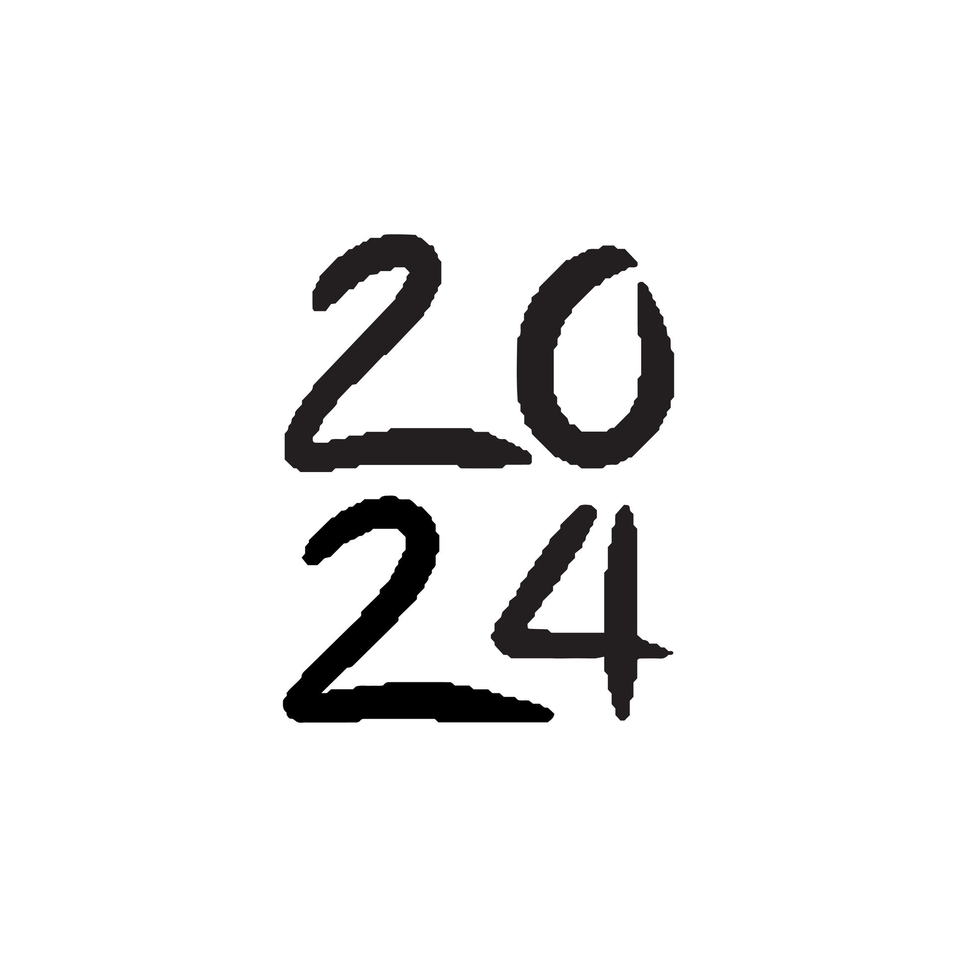 2024 letras. 2024 contento nuevo año mano dibujado símbolo. número