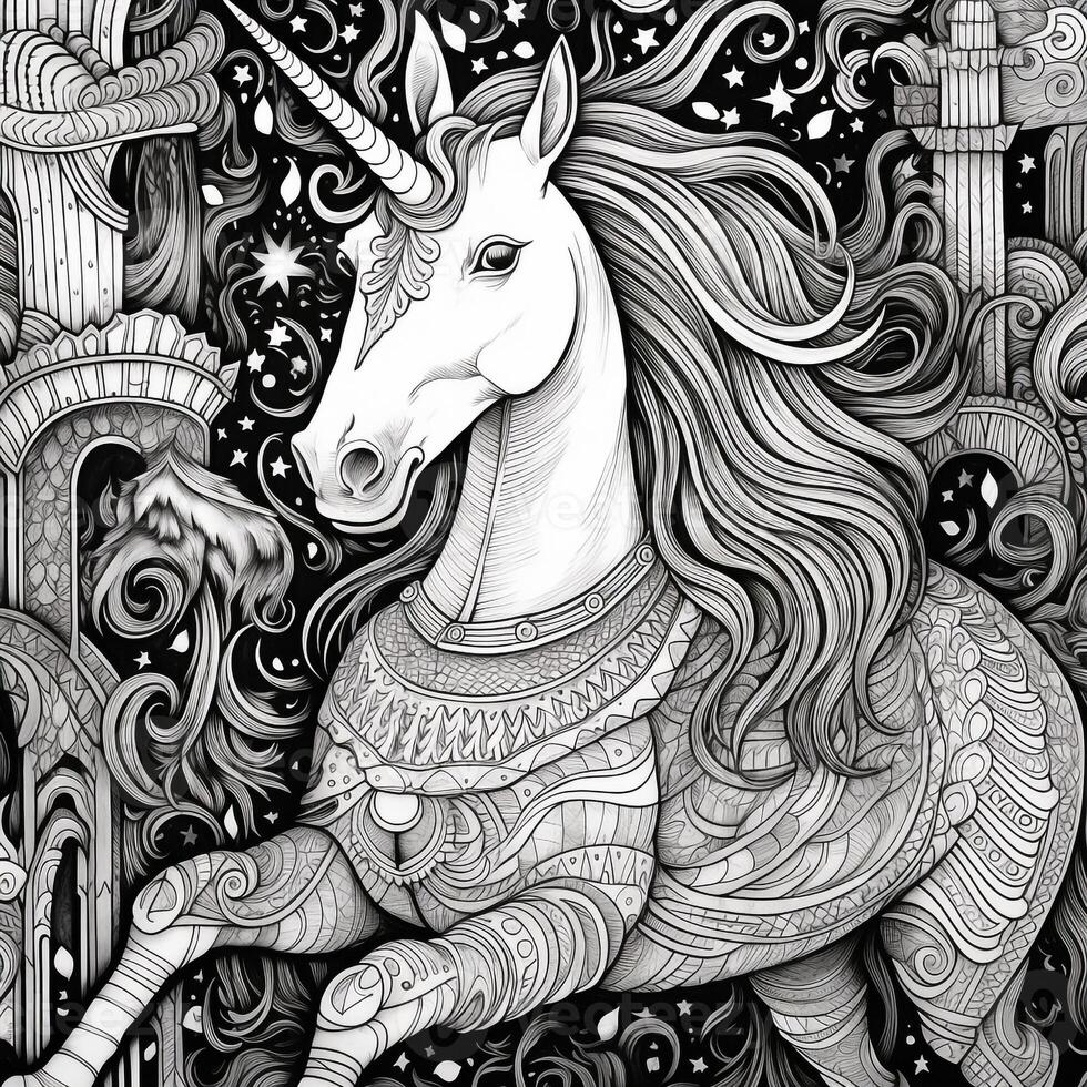 Unicorn Coloring Pages Comic Style photo