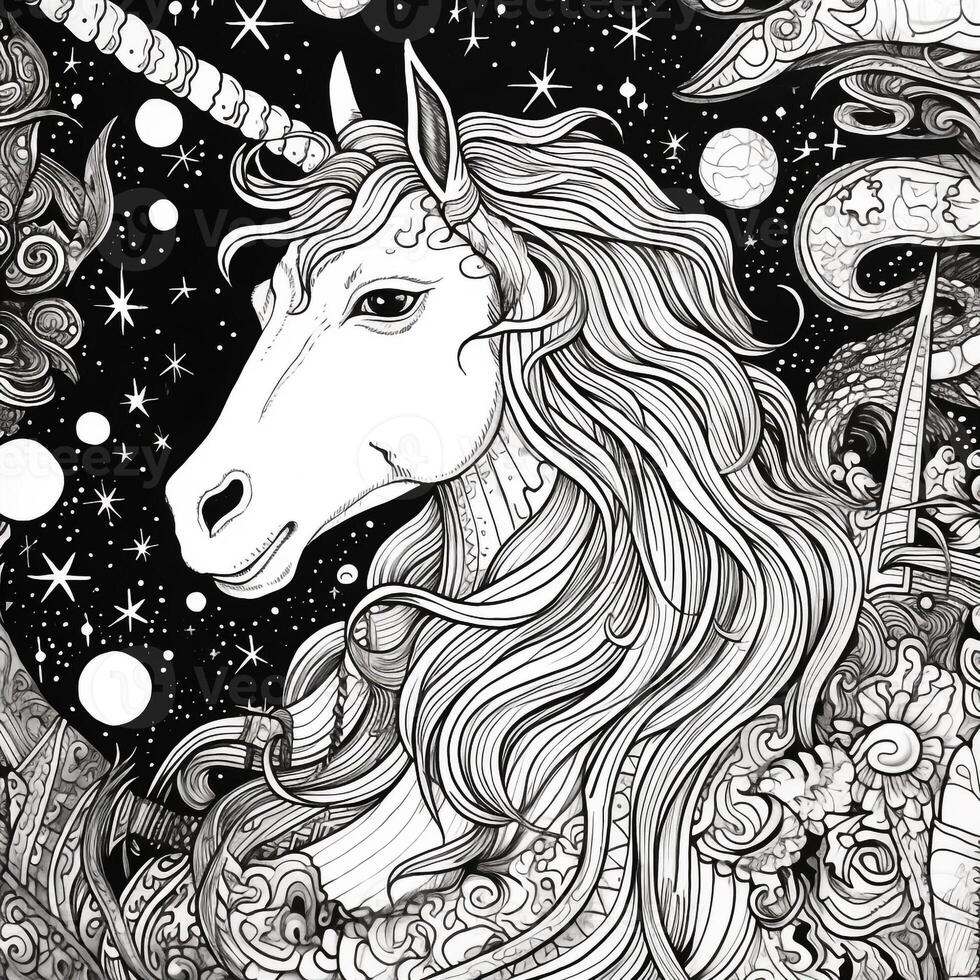 Unicorn Coloring Pages Comic Style photo