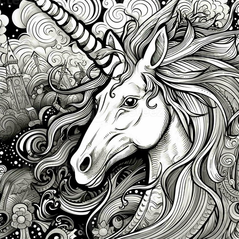 Unicorn Coloring Pages Comic Style photo