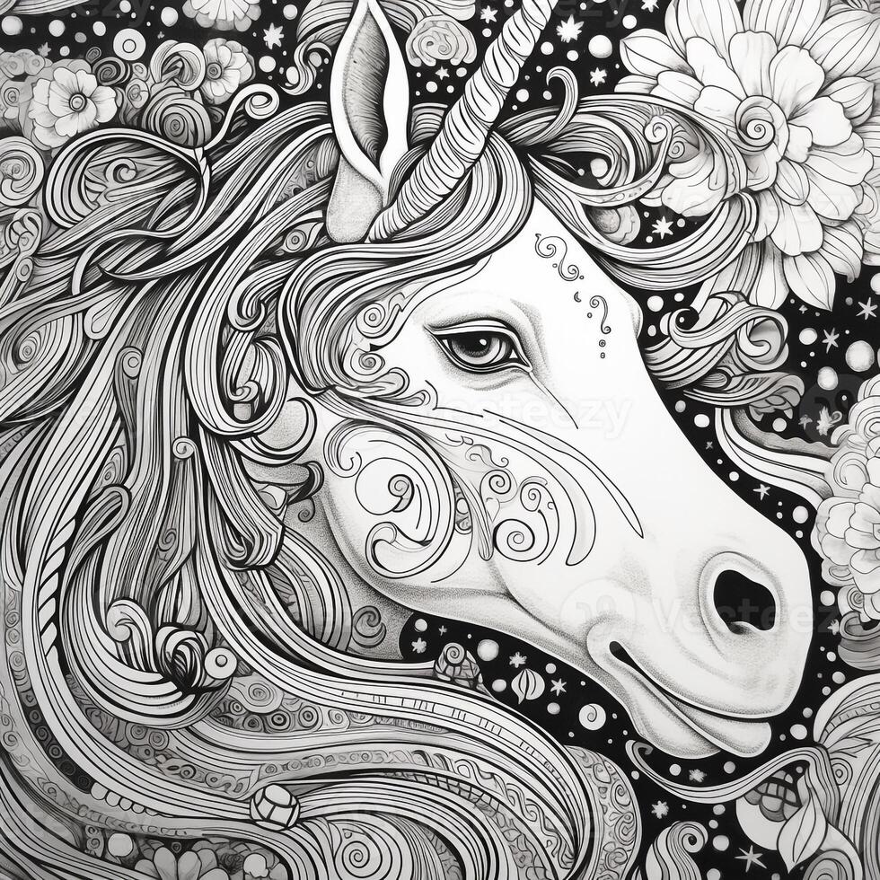 Unicorn Coloring Pages Comic Style photo