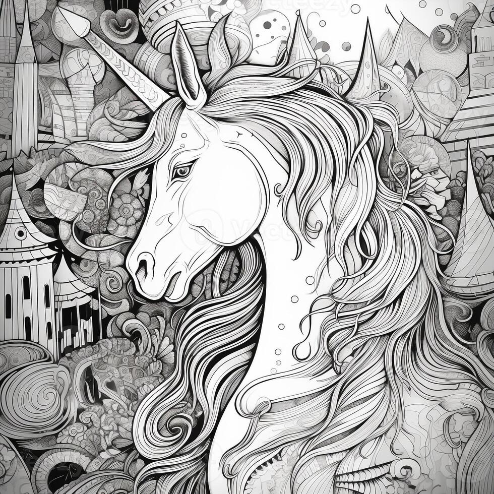 Unicorn Coloring Pages Comic Style photo