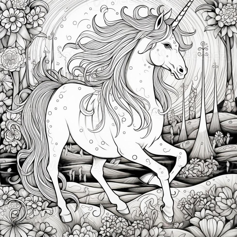 Unicorn Coloring Pages Comic Style photo