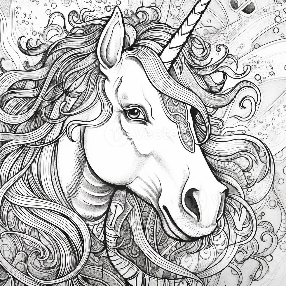 Unicorn Coloring Pages Comic Style photo