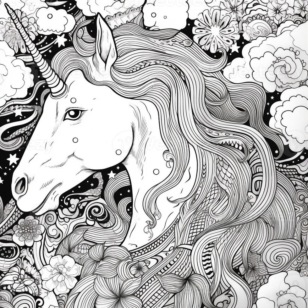 Unicorn Coloring Pages Comic Style photo