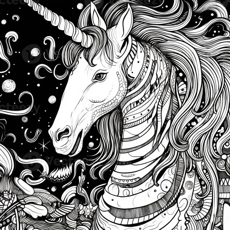 Unicorn Coloring Pages Comic Style photo