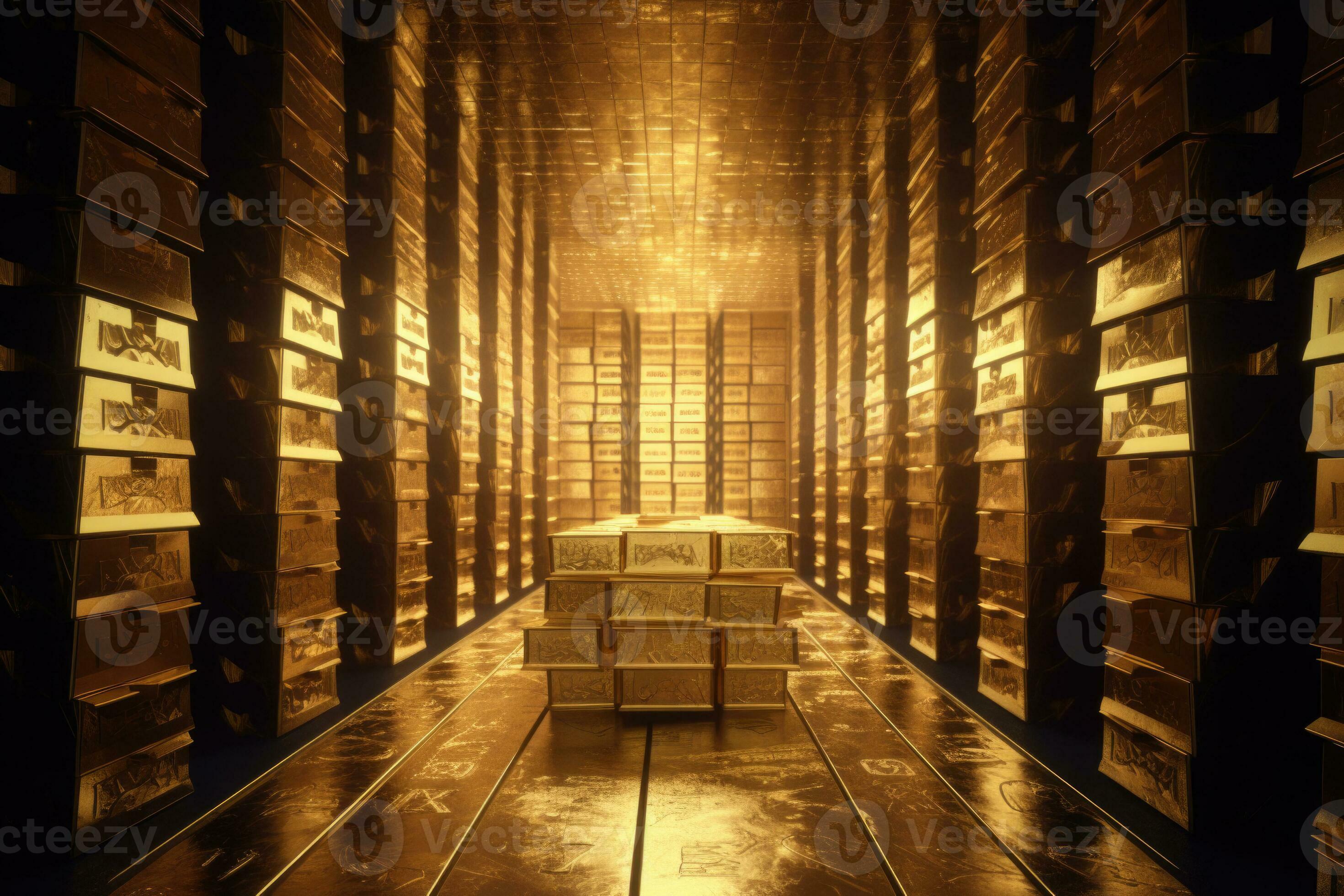 Stack of gold bars in vault. Generative AI 26789811 Stock Photo at Vecteezy