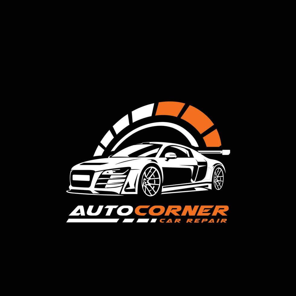 coche reparar logo vector aislado. auto esquina Afinación carreras garaje modelo conjunto