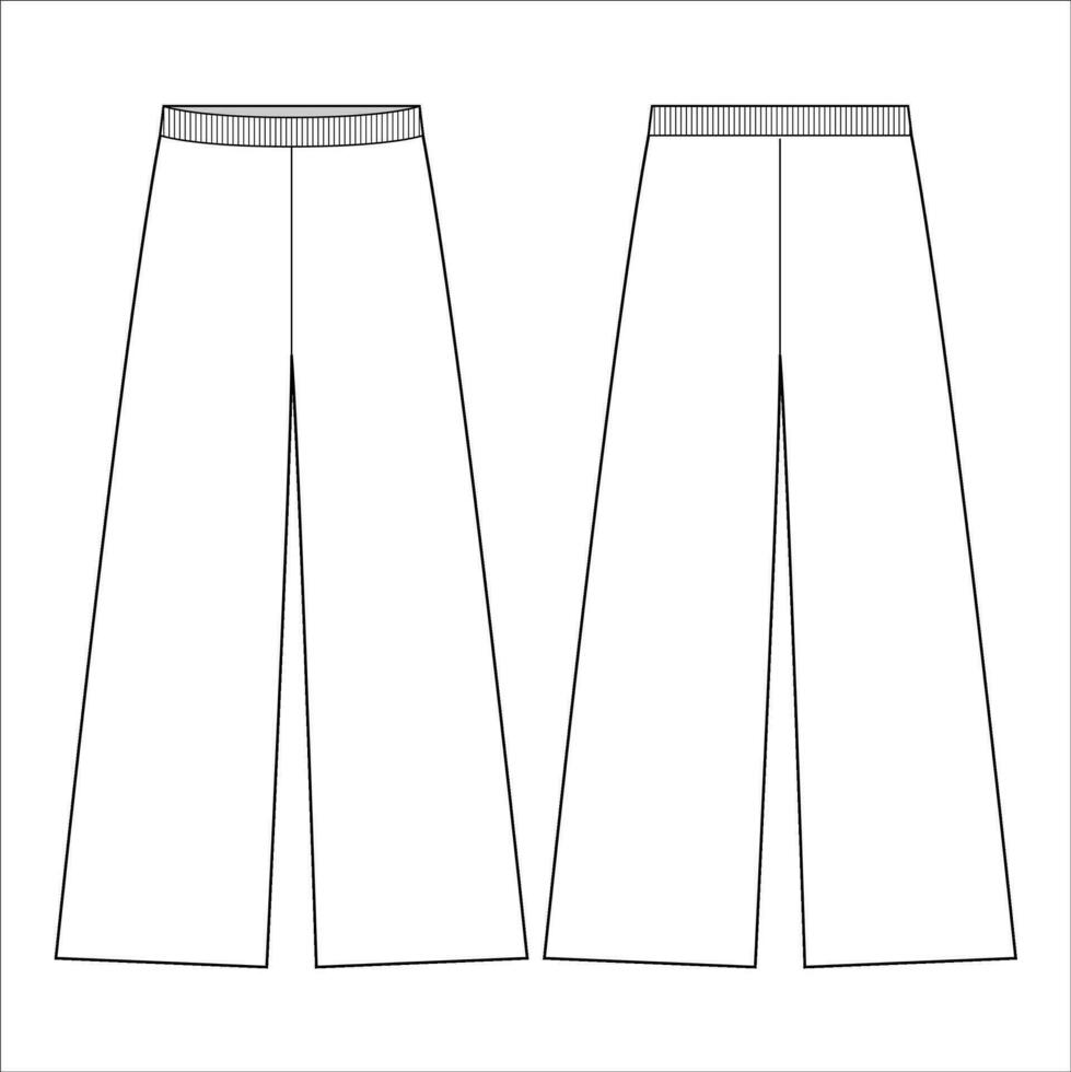 Pants, Trousers Vector Flat Sketch Template