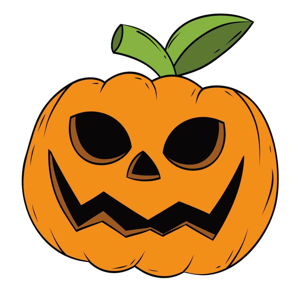 Scary Cartoon Halloween Pumpkig Head vector