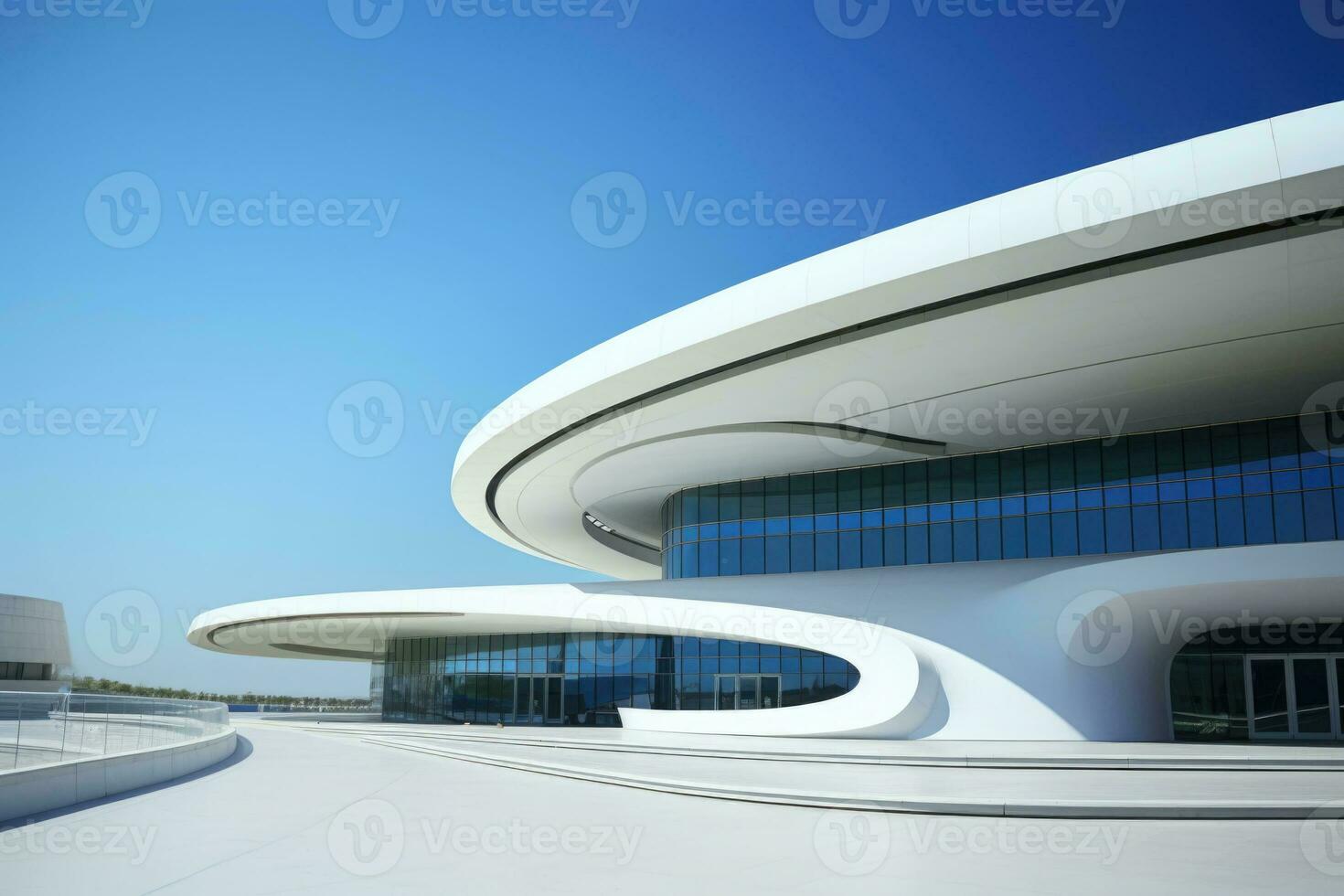 Futuristic building exterior. Modern architecture. Generative AI photo