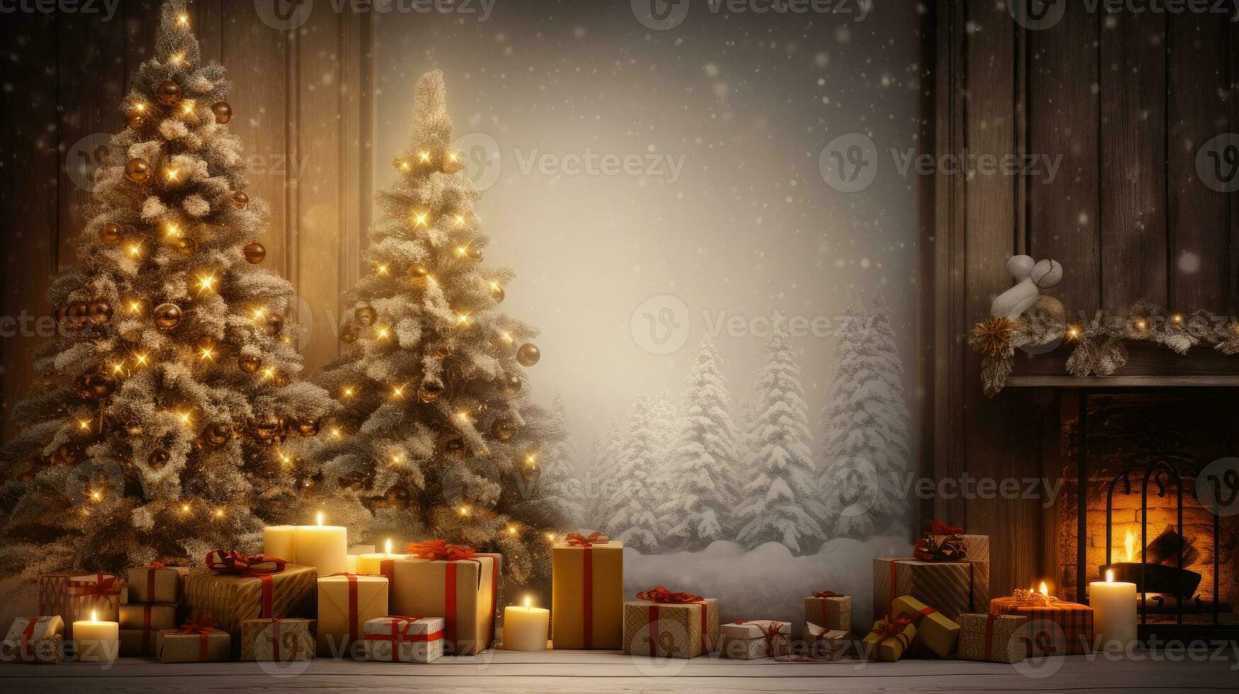 Merry christmas and happy new year banner. Generative AI photo