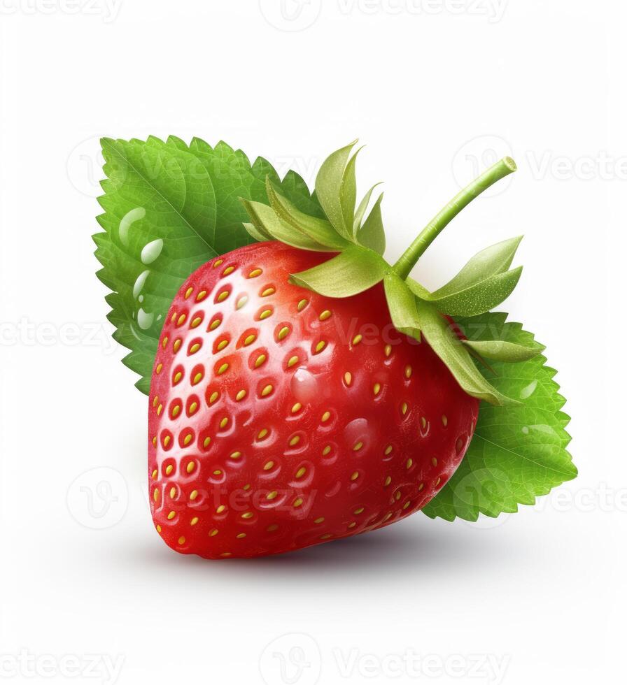 Strawberry berry isolated on white. Illustration AI Generative photo