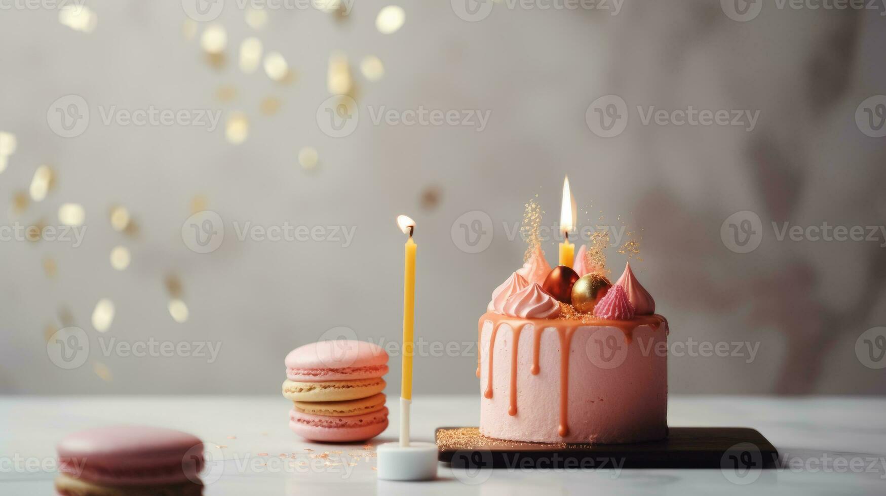 Birthday Cake. Illustration AI Generative photo