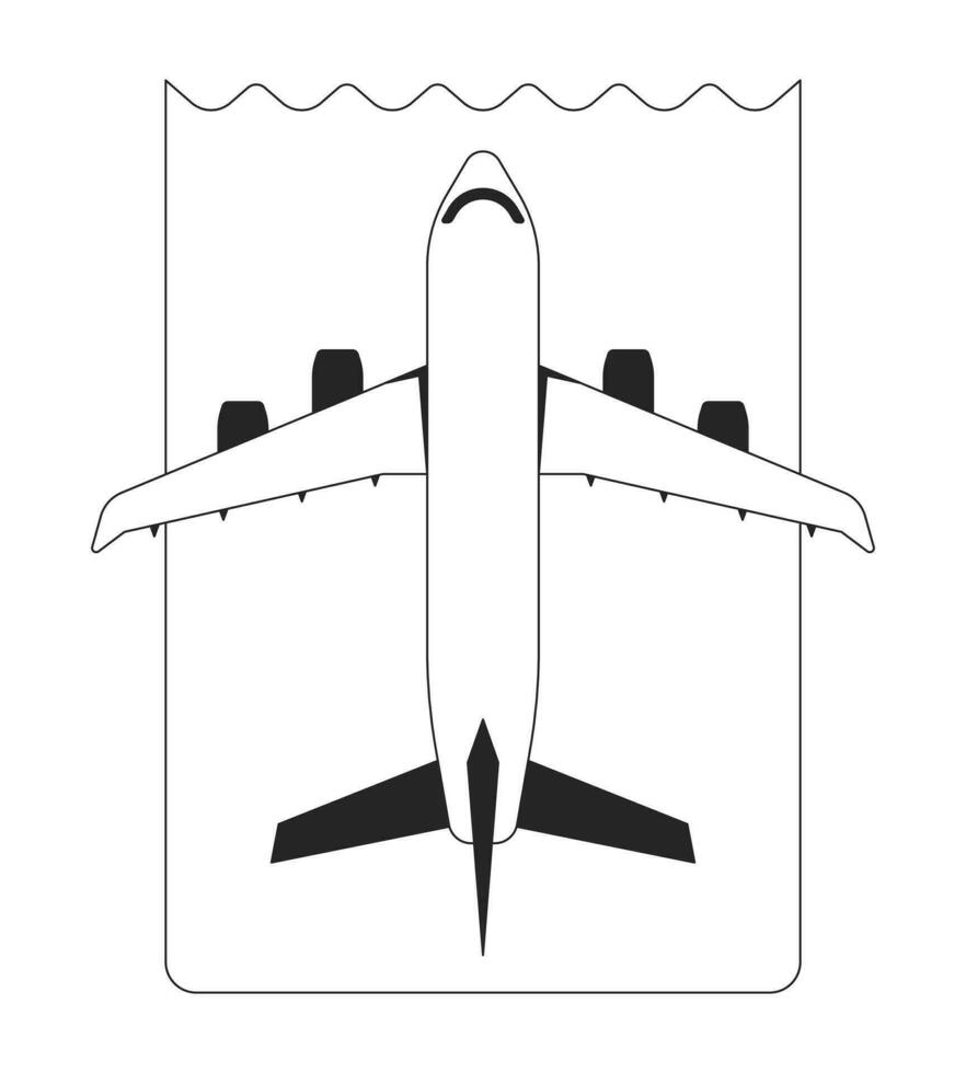 Plane ticket flat monochrome isolated vector object. Editable black and white line art drawing. Simple outline spot illustration for web graphic design
