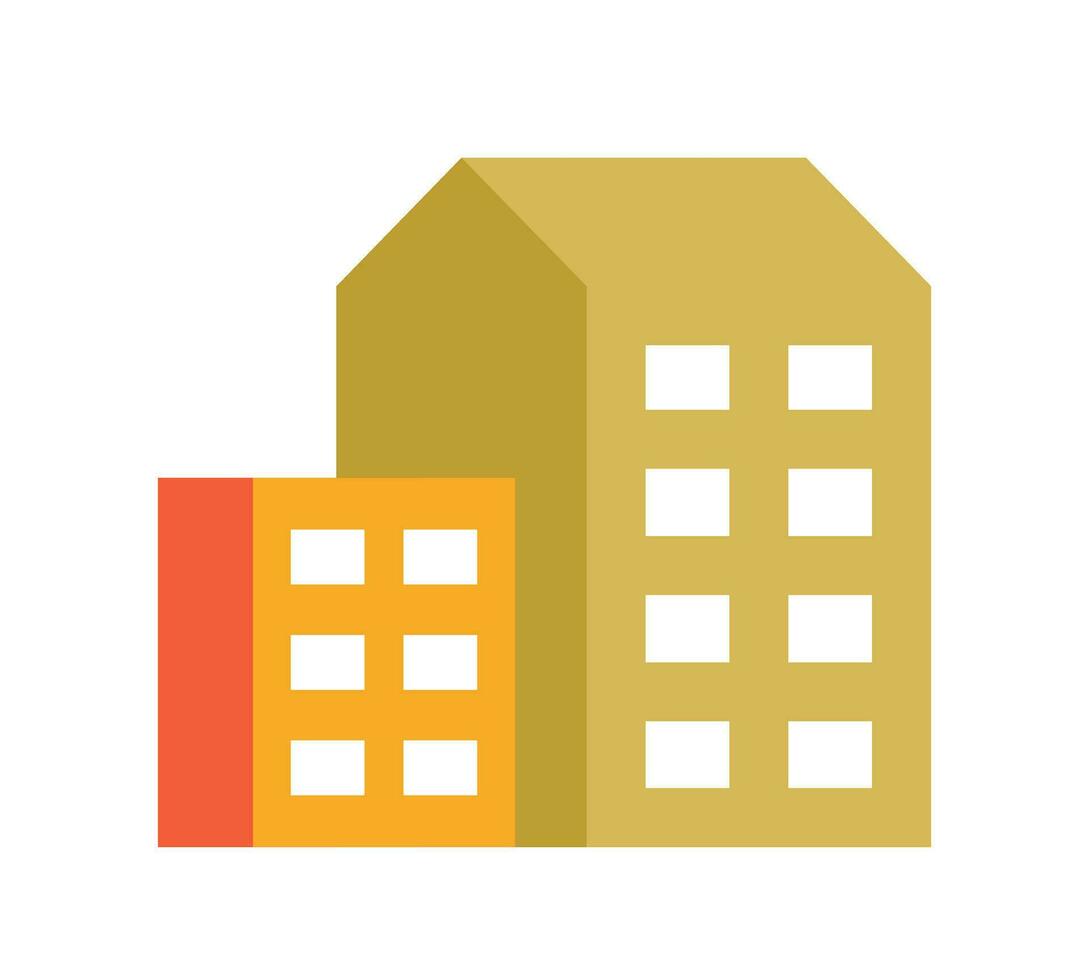 Cityscape semi flat colour vector object. Comfortable buildings. Apartments. Editable cartoon clip art icon on white background. Simple spot illustration for web graphic design