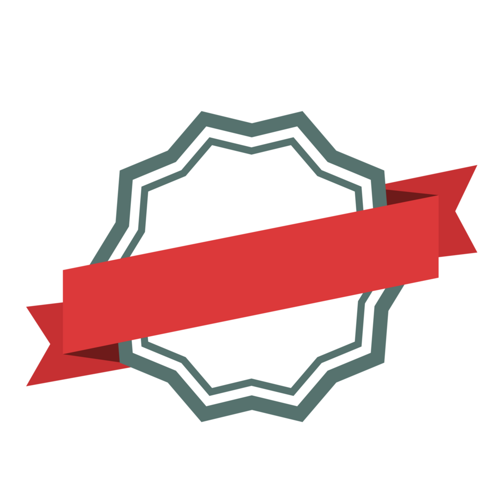 Star Badge Shape Emblem Design, Flat Badge With Ribbon Decoration, Blank Badge Illustration png