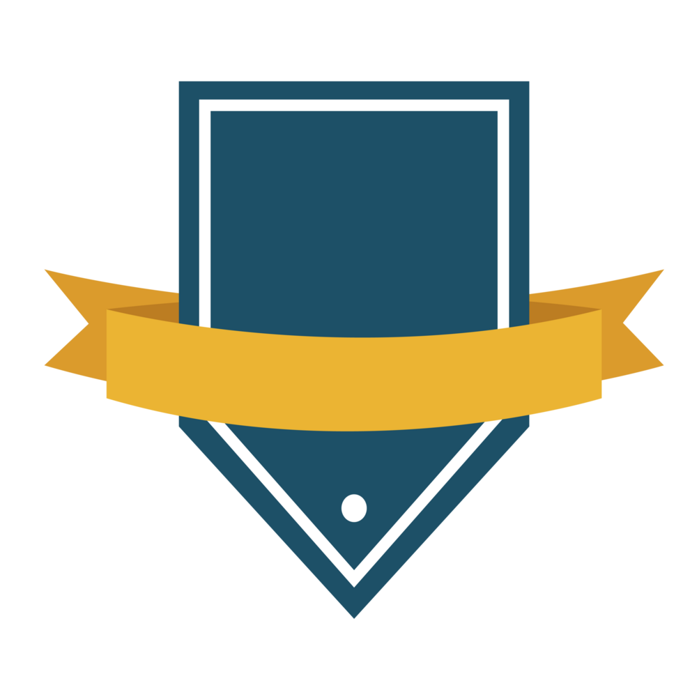 Badge Emblem Design, Flat Badge With Ribbon Decoration, Blank Badge Illustration png