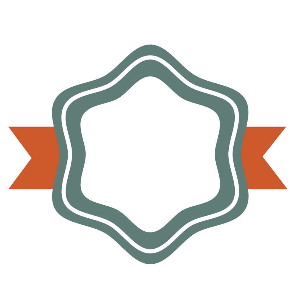 Star Badge Shape Emblem Design, Flat Badge With Ribbon Decoration, Blank Badge Illustration png