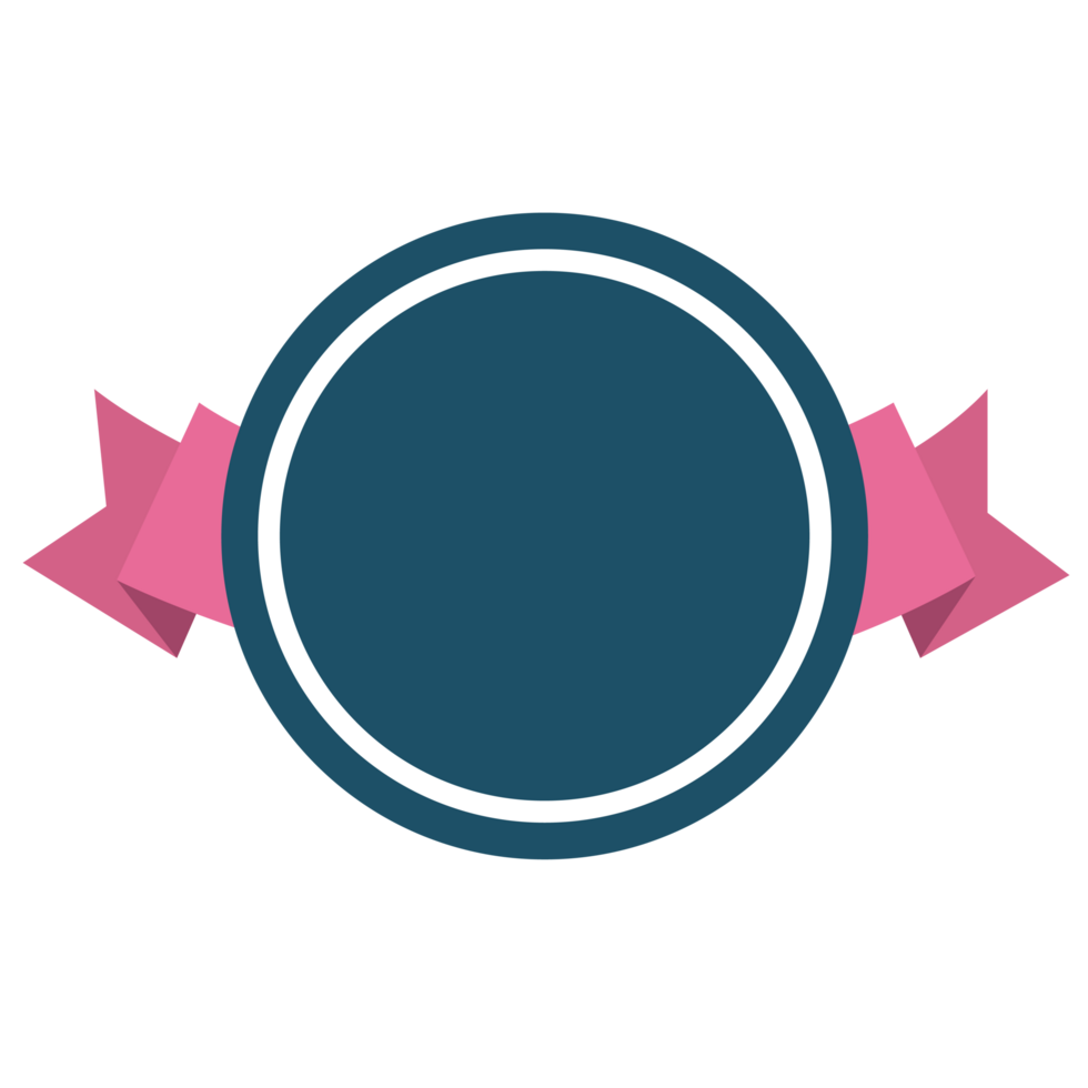 Circle Badge Shape Emblem Design, Flat Badge With Ribbon Decoration, Blank Badge Illustration png