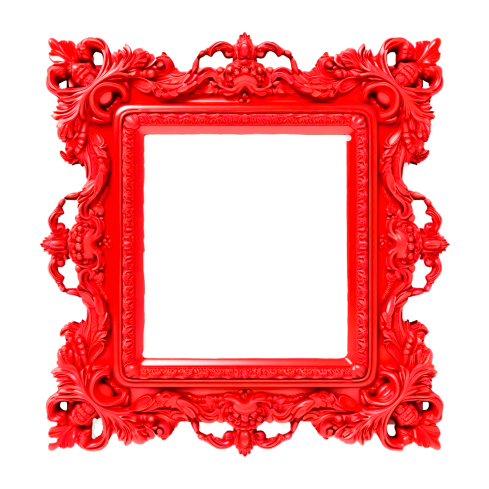 Red frame Mirror, Red Mirror, furniture, retro Generative Ai png