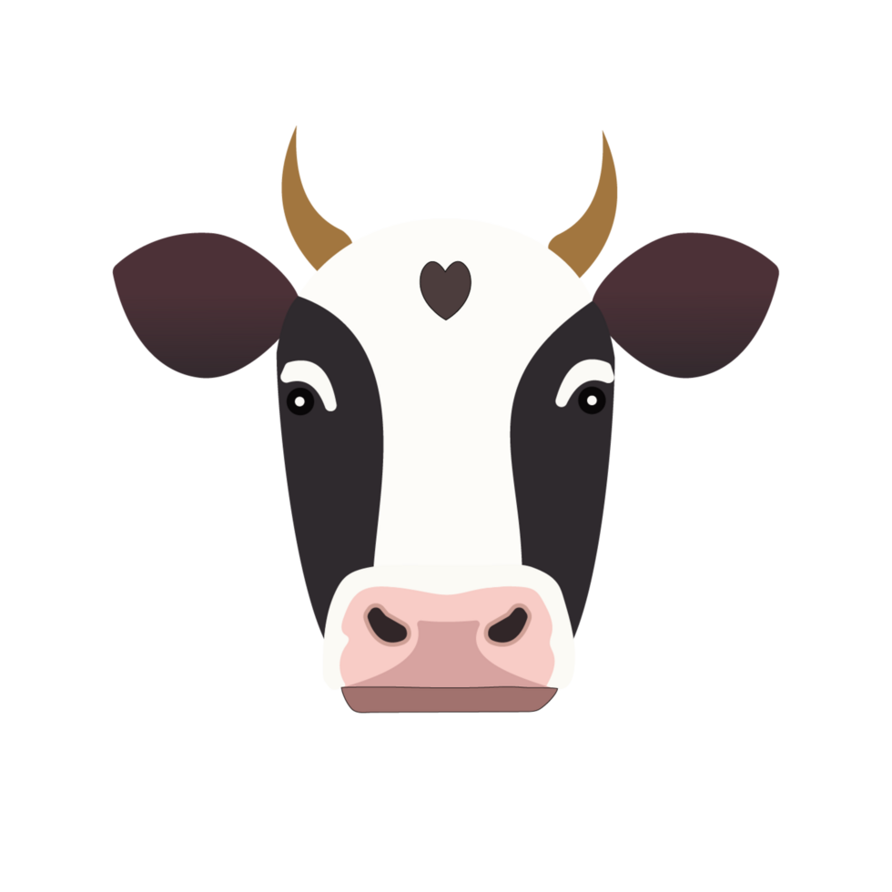 Cute cow face Generative Ai png