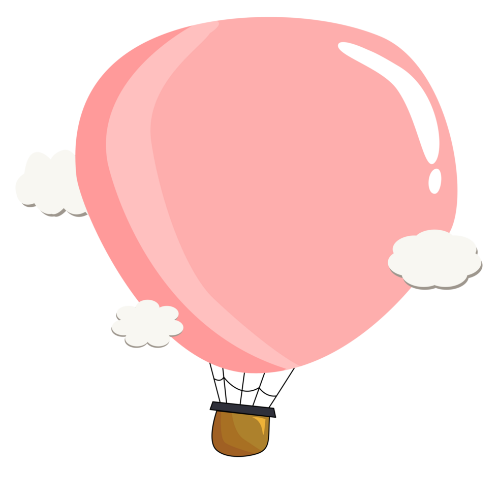 Pink hot air balloon in the sky. concept,valentine's day,holiday vacation.minimal style. png