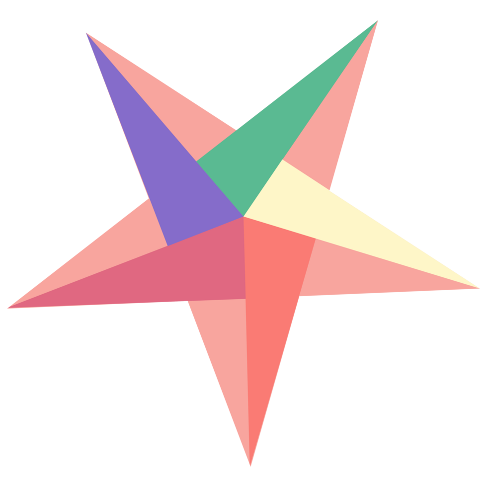 Five pointed  pastel star icon. Cartoon png