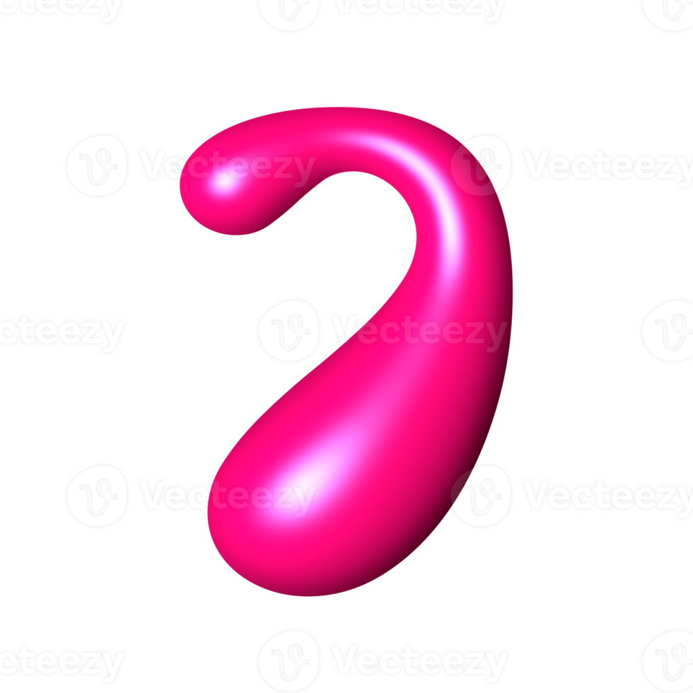 Seven liquid pink 3D alphabet number y2k style png