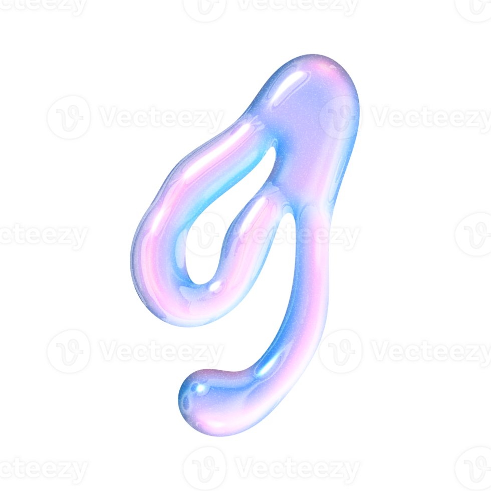 Nine number alphabet with y2k liquid pastel hologram chrome effect png