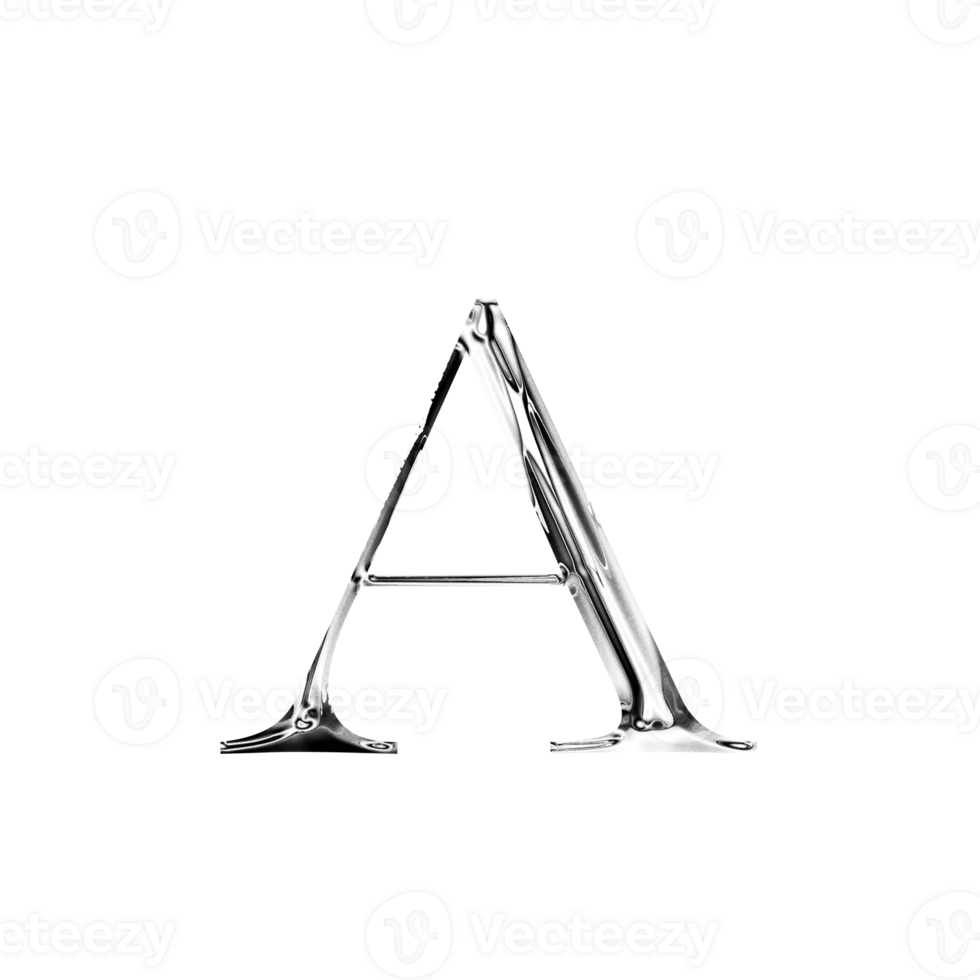 A silver metallic luxury chrome alphabet font png