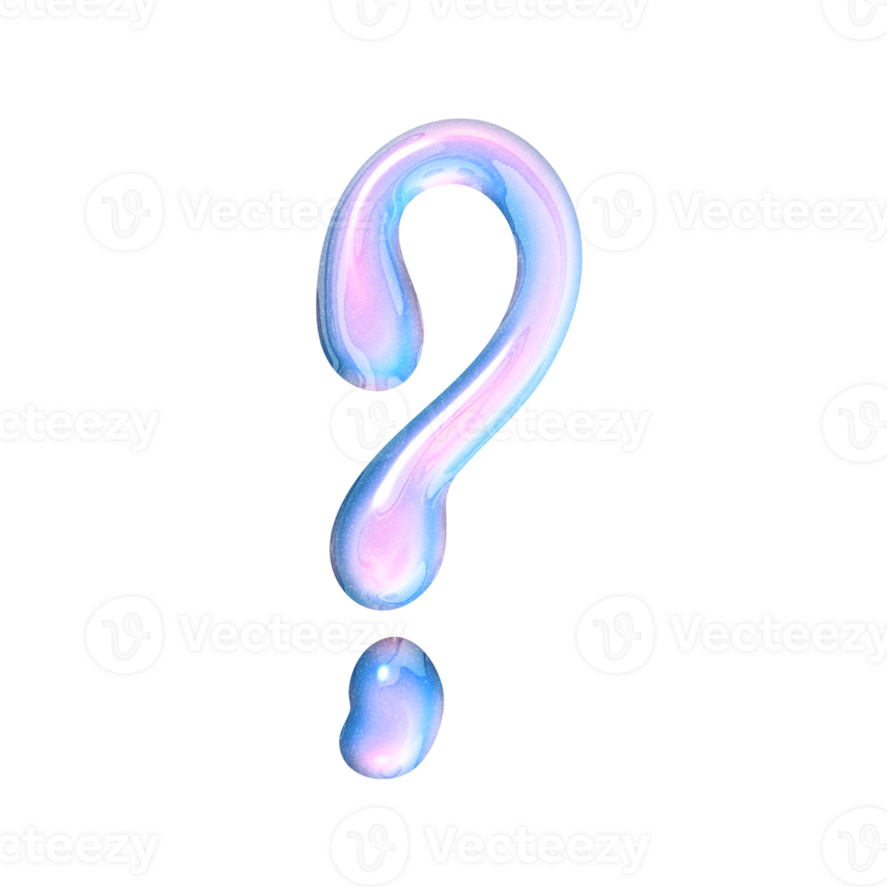 Question mark alphabet with y2k liquid pastel hologram chrome effect ...