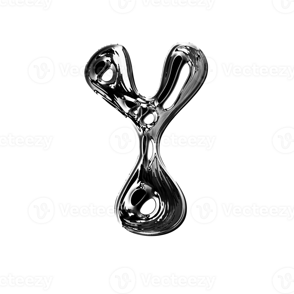 Y alphabet with y2k liquid metallic chrome effect 26791020 PNG