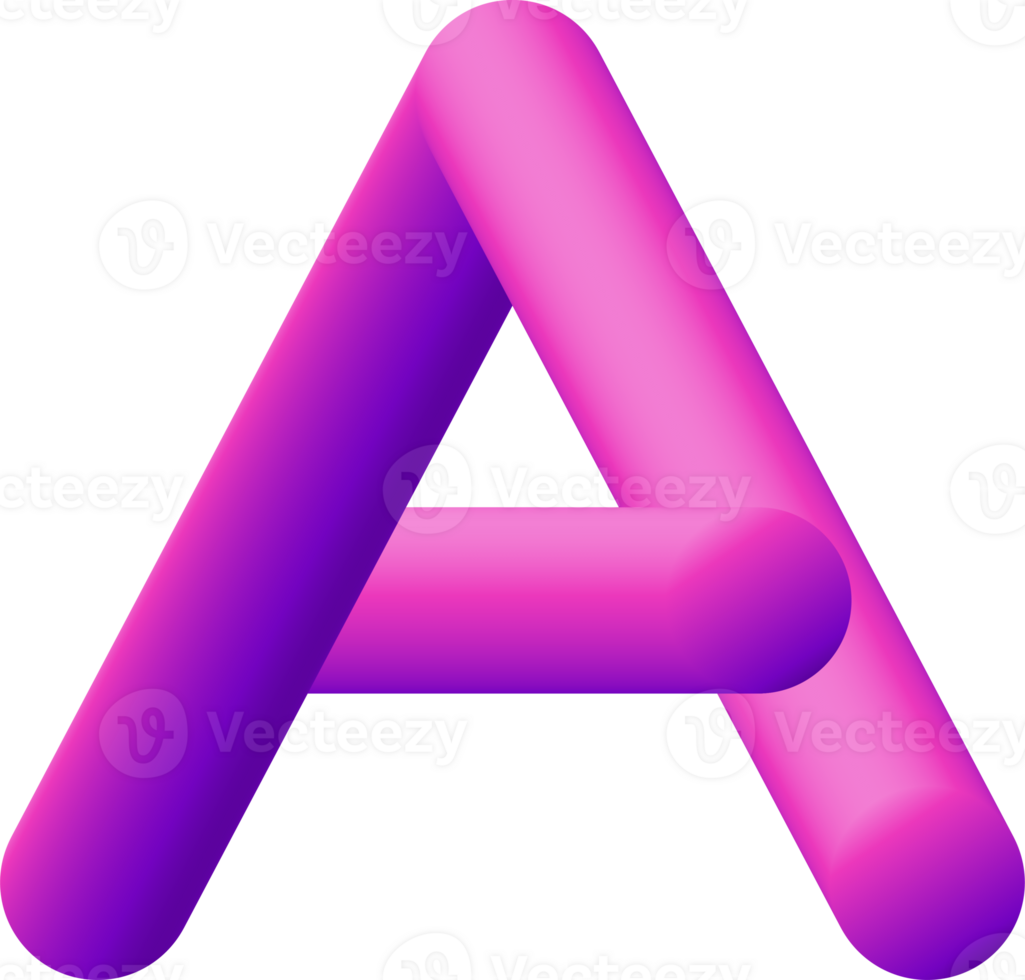 gradient alphabet 3D png