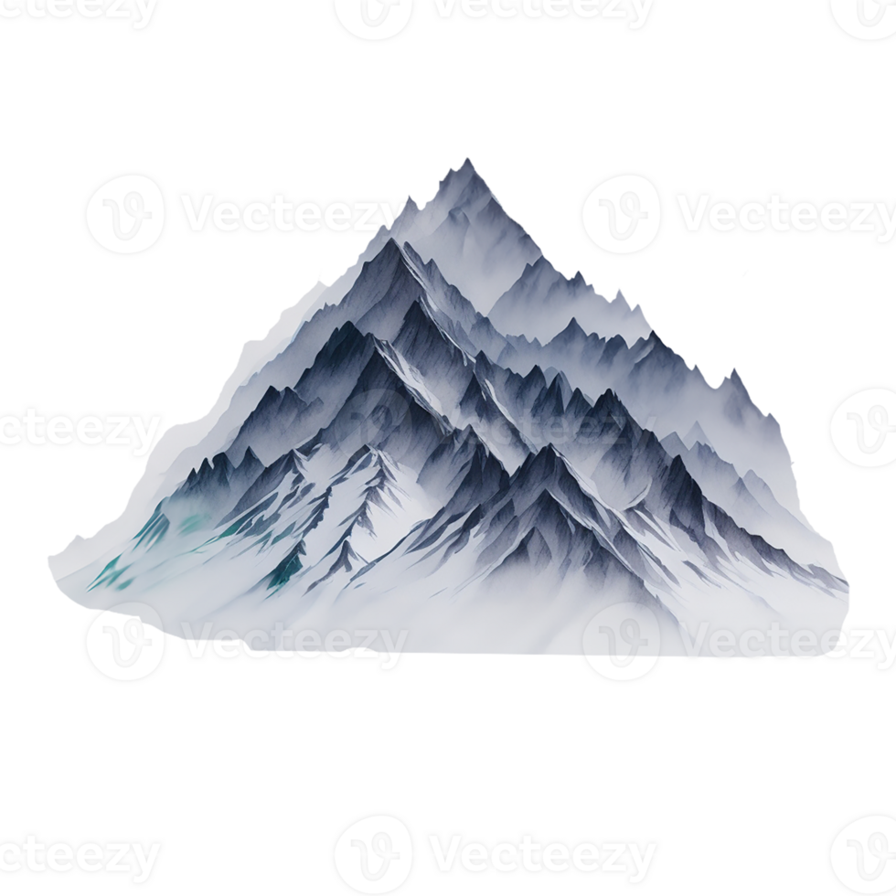 Watercolor mountain. Wild landscape element. scattered watercolor. png