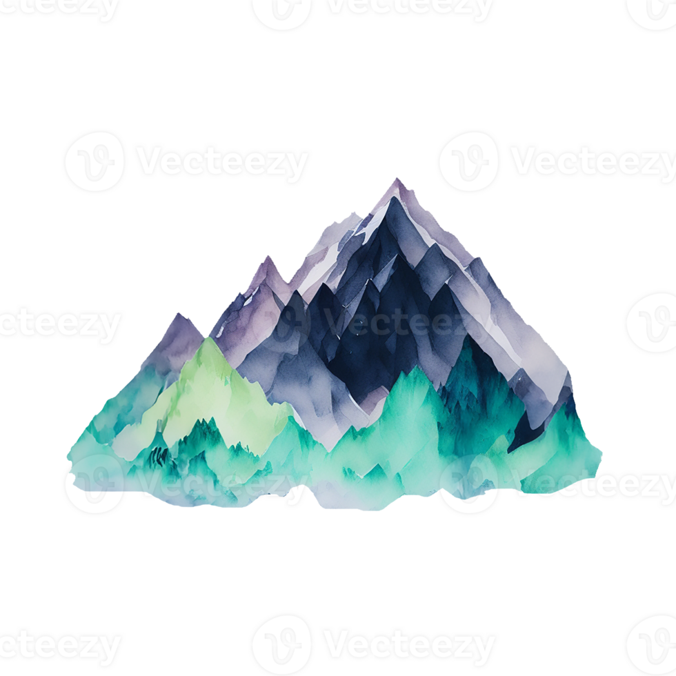 Watercolor mountain. Wild landscape element. scattered watercolor. png