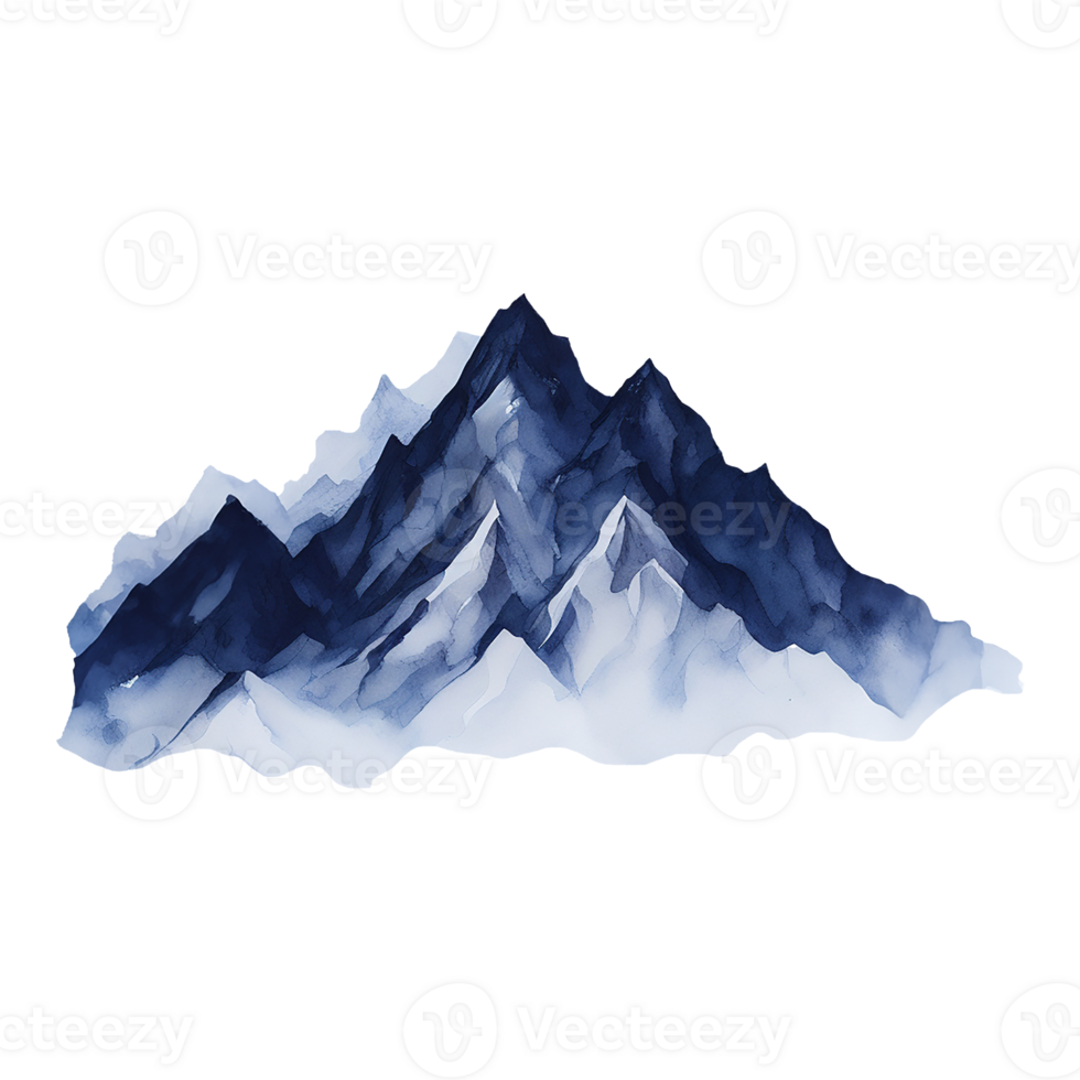 ai generatief waterverf berg. wild landschap element. verspreide waterverf. png