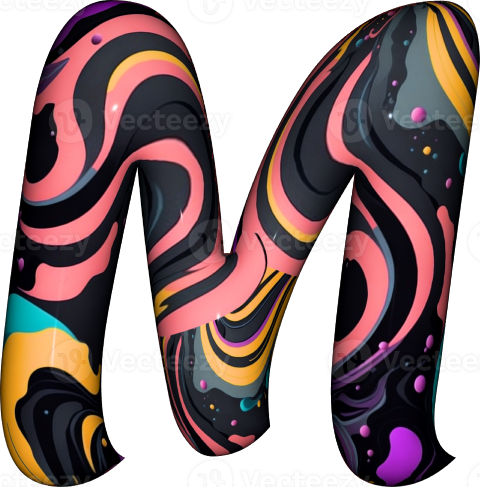 alphabet letters with abstract liquid design. png