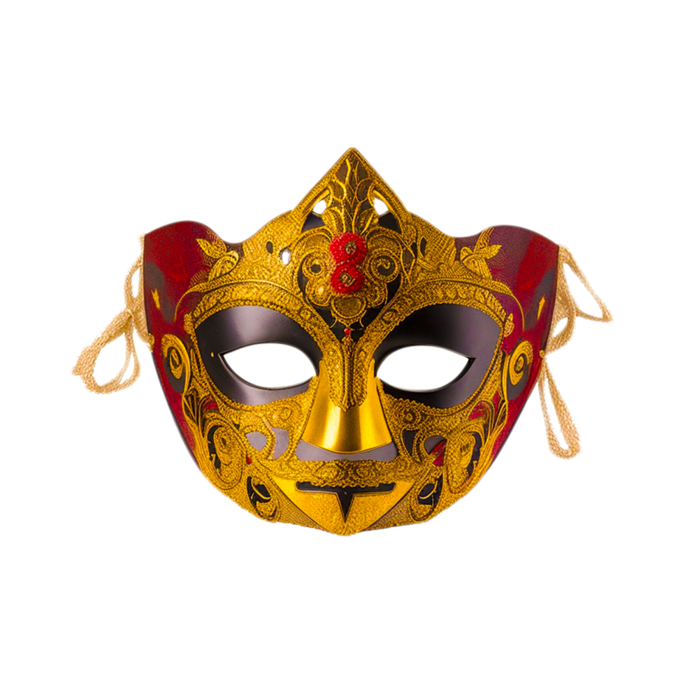 Domino mask Carnival Venice, mask, gold, picture Frames Generative Ai png
