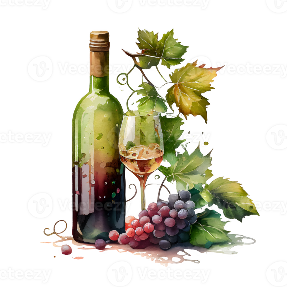 acuarela vino uvas ai generativo png