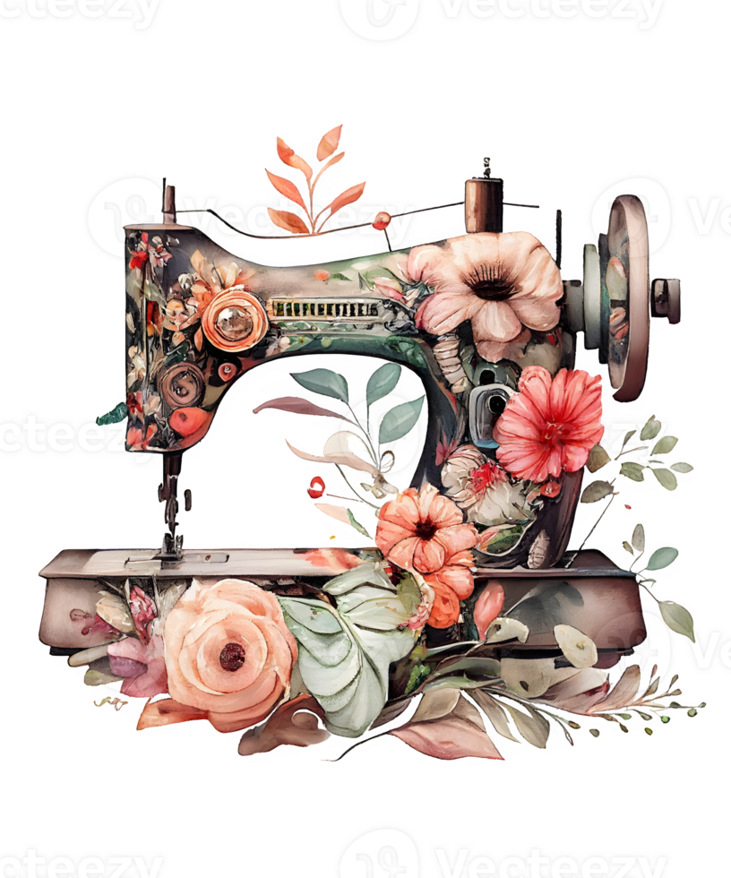 watercolor sewing machine png
