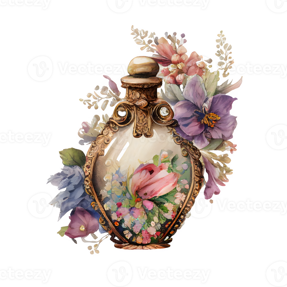 watercolor perfume bottle flakon png