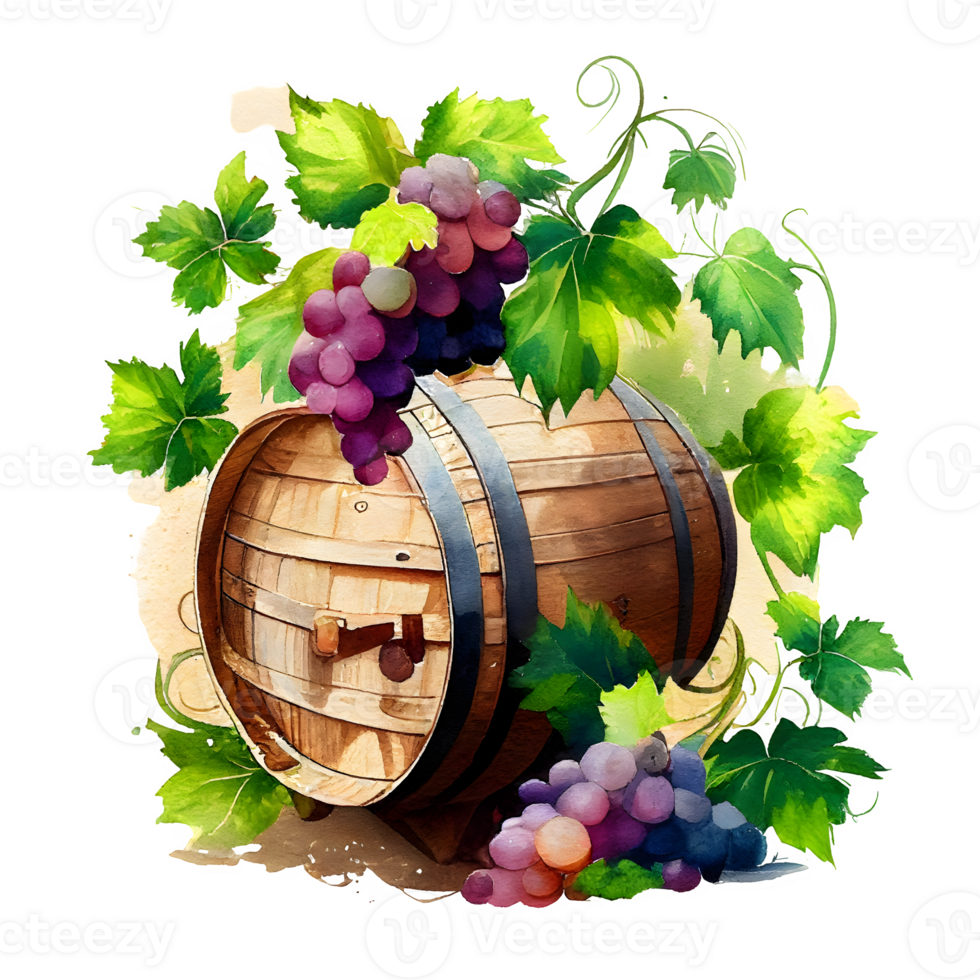vattenfärg vin vindruvor ai generativ png