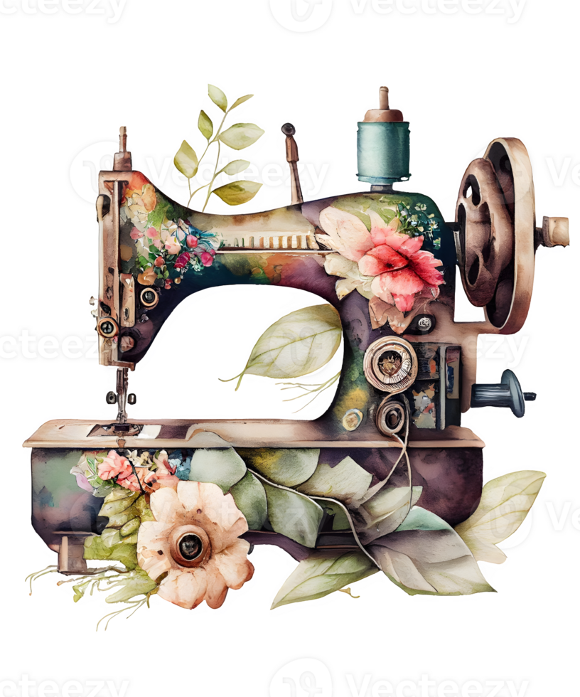 watercolor sewing machine png