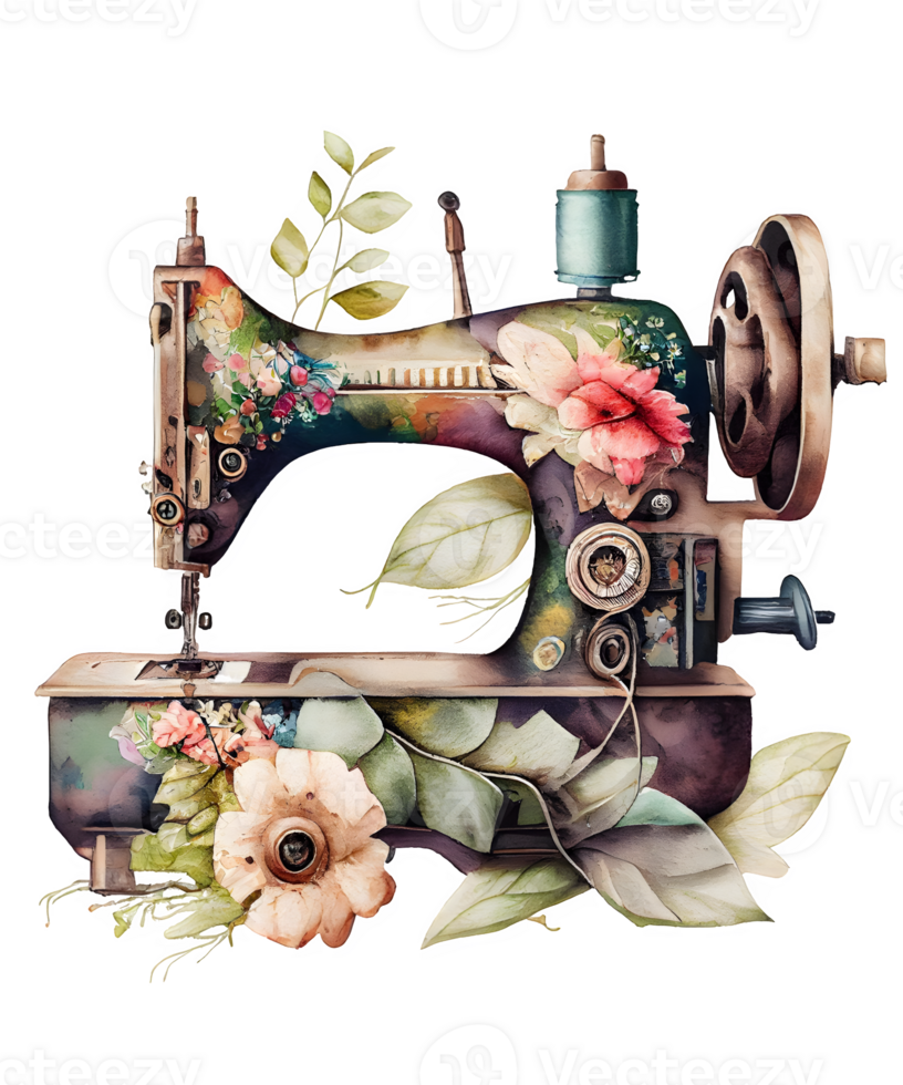 aguarela de costura máquina ai generativo png