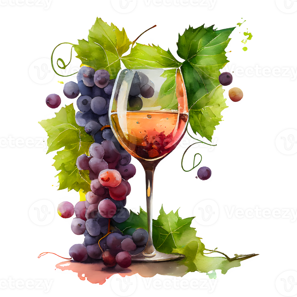 acuarela vino uvas ai generativo png