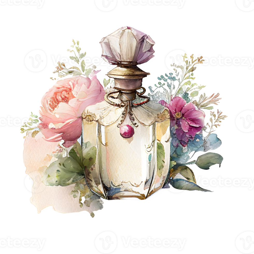 watercolor perfume bottle flakon png