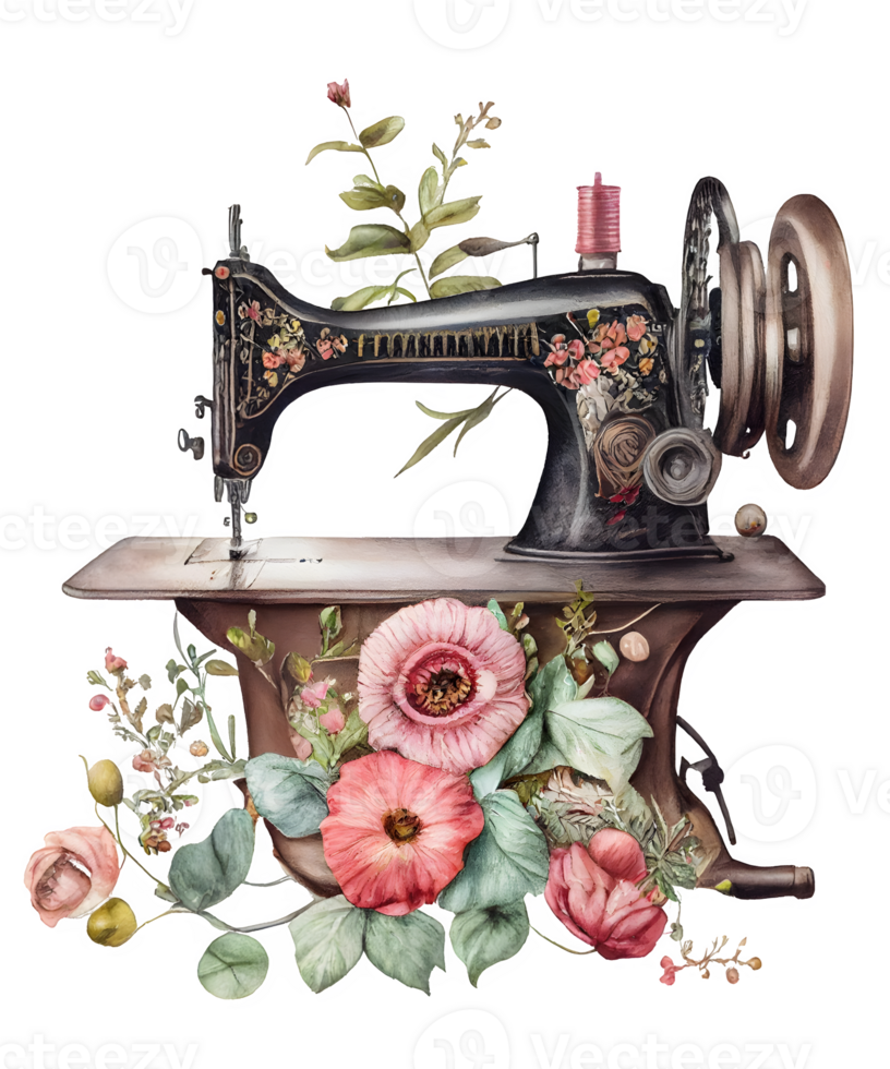 watercolor sewing machine png